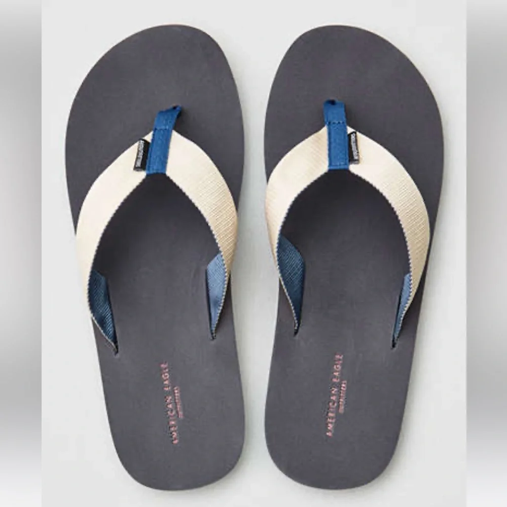American Eagle Outfitters Blue and Cream Flip-Flops, Sz 11